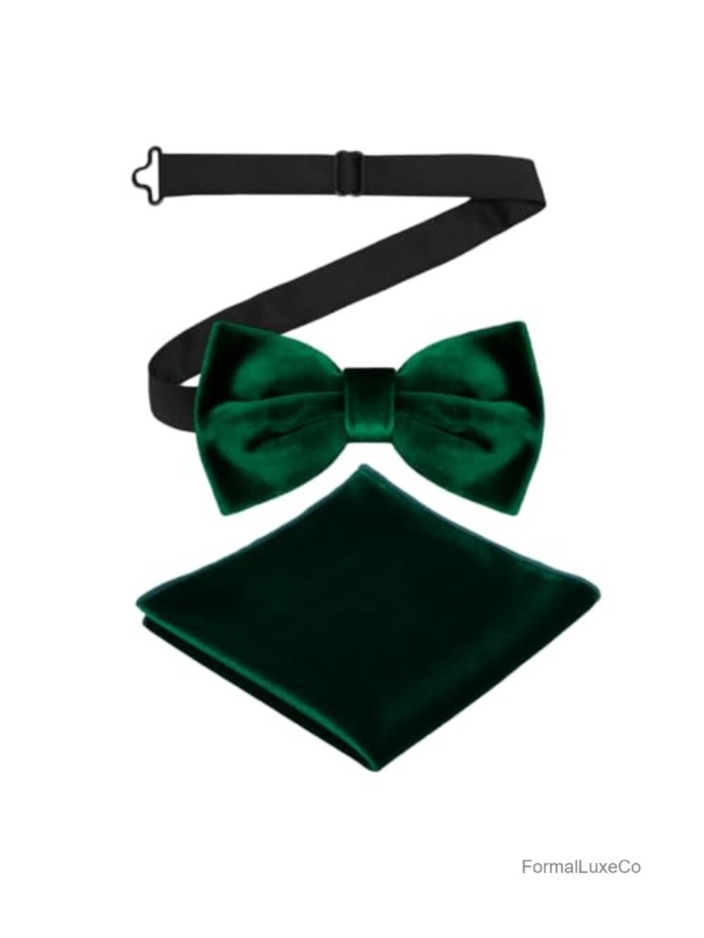 Mens Velvet Bow Tie Set with Pocket Square Pre-Tied Wedding Groomsmen Accessory